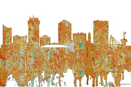 Wichita Kansas  Skyline 2 - Rust by Marlene Watson art print