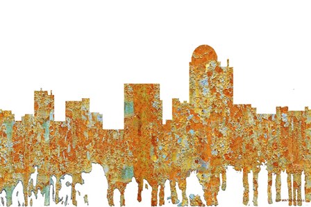 Winston-Salem North Carolina Skyline - Rust by Marlene Watson art print