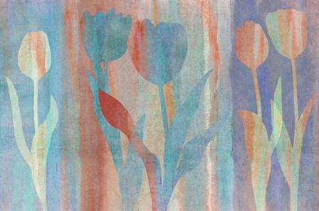 Dancing Tulips Blue Pink by Cora Niele art print