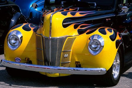1939 1940 Ford Flame Job Painted Hot Rod Automobile by Vintage PI art print
