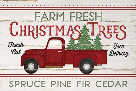 Vintage Truck Farm Christmas Trees by Jennifer Pugh art print