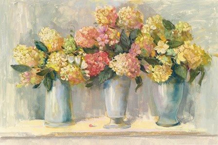 Ivory and Blush Hydrangea Bouquets by Carol Rowan art print