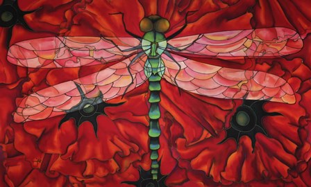 Dragonfly And Poppies by Holly Carr art print