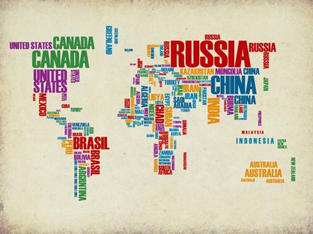 Typography World Map 3 by Naxart art print