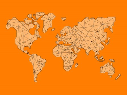 World Map Orange 1 by Naxart art print