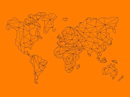 World Map Orange 2 by Naxart art print