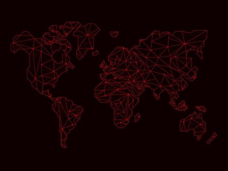 World Map Red by Naxart art print