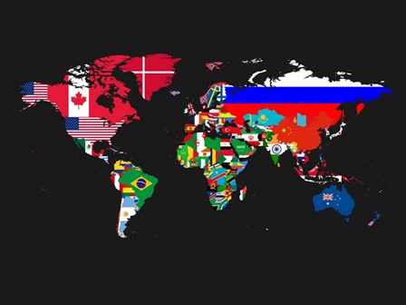 World Map Contry Flags 1 by Naxart art print