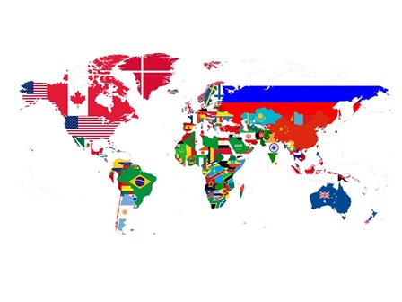 World Map Contry Flags 2 by Naxart art print