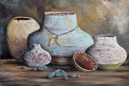 Clay Pottery Still Life-B by Jean Plout art print