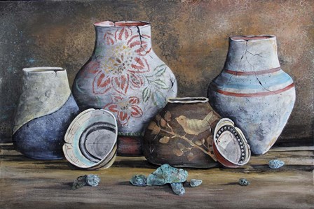Clay Pottery Still Life-C by Jean Plout art print
