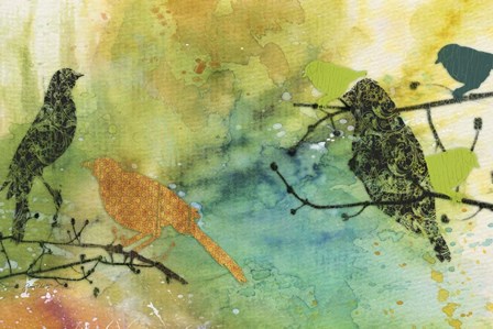 Birds On Watercolor  -  A by Jean Plout art print