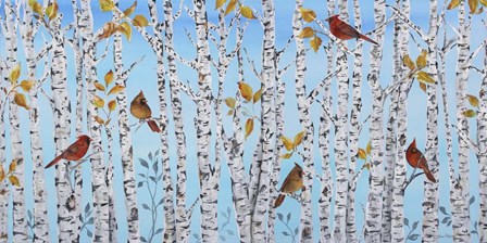 Cardinals Among The Birch by Jean Plout art print