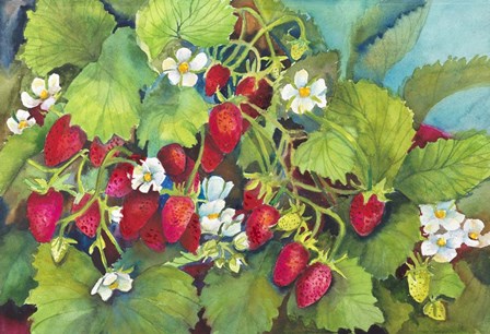 Strawberry Patch - A. Ripe on the Vine by Joanne Porter art print
