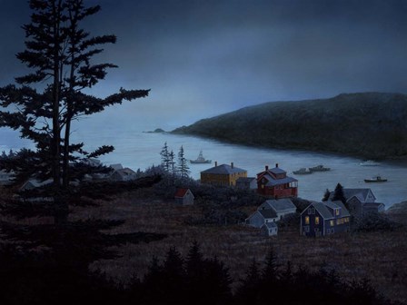 Last Light Over Monhegan by John Morrow art print