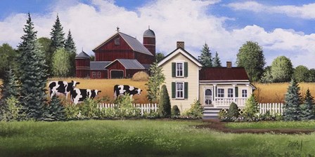 House, Barn &amp; Cows by Debbi Wetzel art print