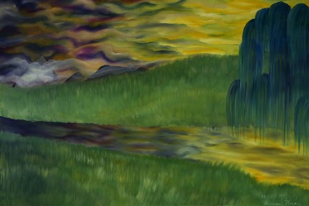 Willow Tree Yellow Sunrise by Stephanie Analah art print