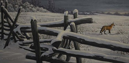 Split Rail And Fox by Wilhelm J. Goebel art print