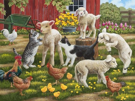 Lambs on the Loose by William Vanderdasson art print
