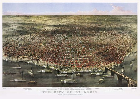1874 City Of St. Louis By Currier and Ives by Vintage Lavoie art print