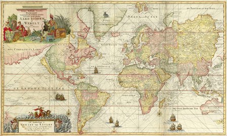 World Map By Gerard Van Keulen by Vintage Lavoie art print