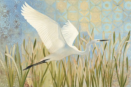 Snowy Egret in Flight v2 by Kathrine Lovell art print