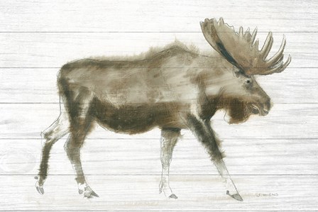 Dark Moose on Wood Crop by James Wiens art print