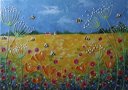 Summer Bumblebees by Angie Livingstone art print