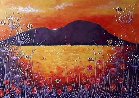 Sunset Bumblebees by Angie Livingstone art print