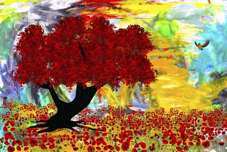 Red tree by Ata Alishahi art print