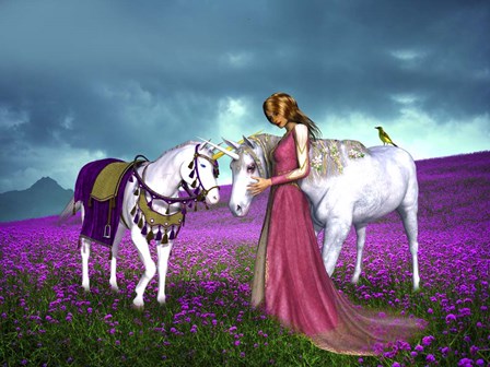 The Princess And Unicorns by Ata Alishahi art print
