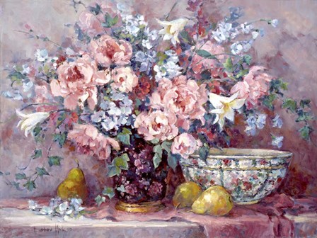 Pears and Posies by Barbara Mock art print