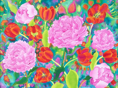 Peories And Tulips by Carissa Luminess art print