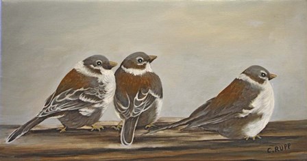 Chickadees on the Deck by Carol J Rupp art print