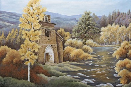 Church by the Creek by Carol J Rupp art print
