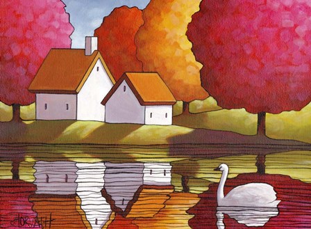 Swan Waters Reflection by Cathy Horvath-Buchanan art print