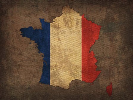France Country Flag Map by Red Atlas Designs art print