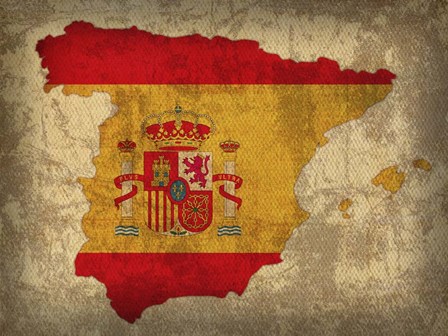 Spain Country Flag Map by Red Atlas Designs art print