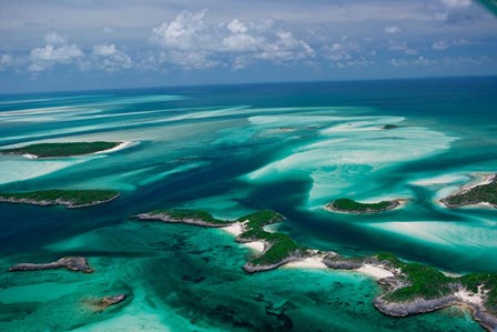 Aerial View of Island in Caribbean Sea, Great Exuma Island, Bahamas by Panoramic Images art print