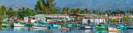 Boats Moored at a Harbor, Trinidad, Cuba by Panoramic Images art print