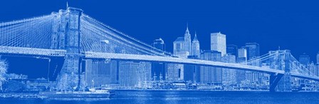 Brooklyn Bridge &amp; East River in Blue by Panoramic Images art print