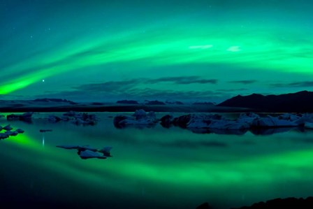 Aurora Borealis or Northern Lights over Jokulsarlon Lagoon, Iceland by Panoramic Images art print