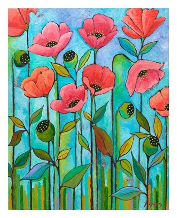 Coral Poppies by Peggy Davis art print