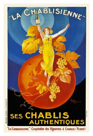 La Chablisienne Ses Chablis Authentiques, 1926 by Henry Le Monnier art print