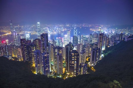 China, Hong Kong, Overview of City at Night by Jaynes Gallery / Danita Delimont art print