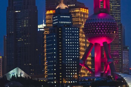 Pudong Skyline dominated by Oriental Pearl TV Tower, Shanghai, China by Keren Su / Danita Delimont art print