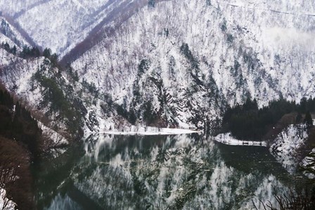 Reflection of Mountain Covered with Snow in the Lake, Japan by Keren Su / Danita Delimont art print