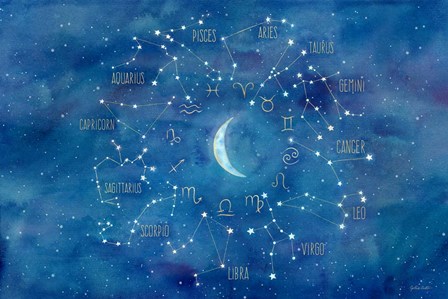 Star Sign with Moon Landscape by Cynthia Coulter art print