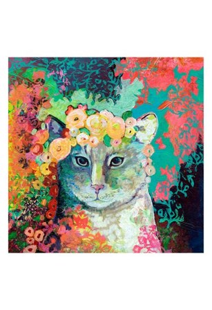 My Cat Naps in a Bed of Roses by Jennifer Lommers art print