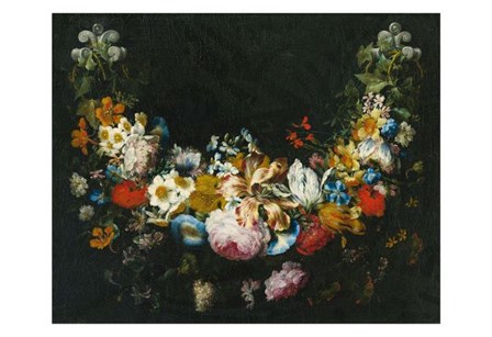 Gaspar Peeter Verbruggen, A swag of flowers by Dutch Florals art print